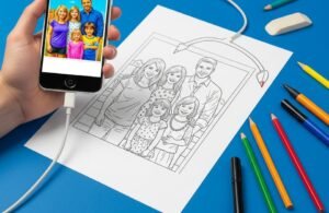 IA Generativa Personalizada: De la galería de fotos a páginas para colorear para niños